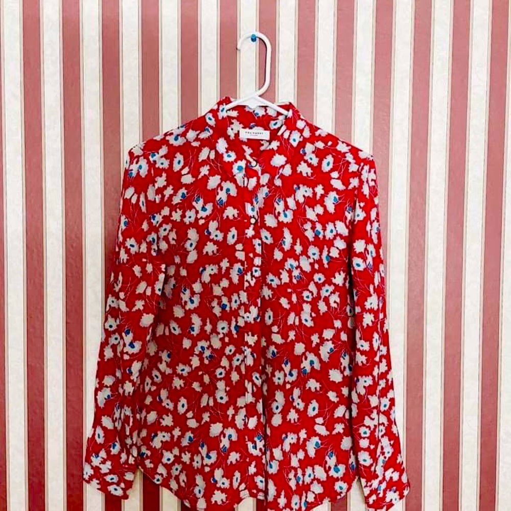 Equipment Signature 100% Silk, SlimFit Red print, ButtonUp